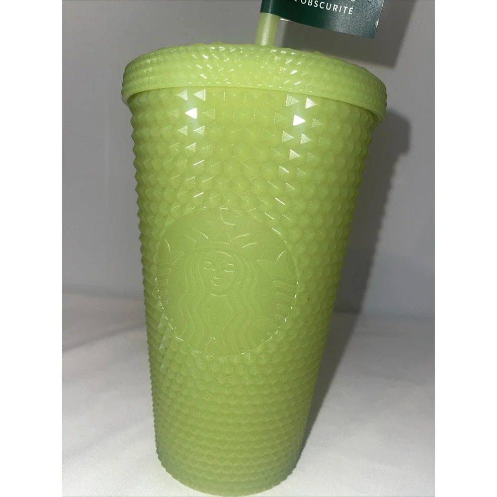 New 2022 Starbucks Green Glow in the Dark Lemongrass Studded Grande 16oz Tumbler